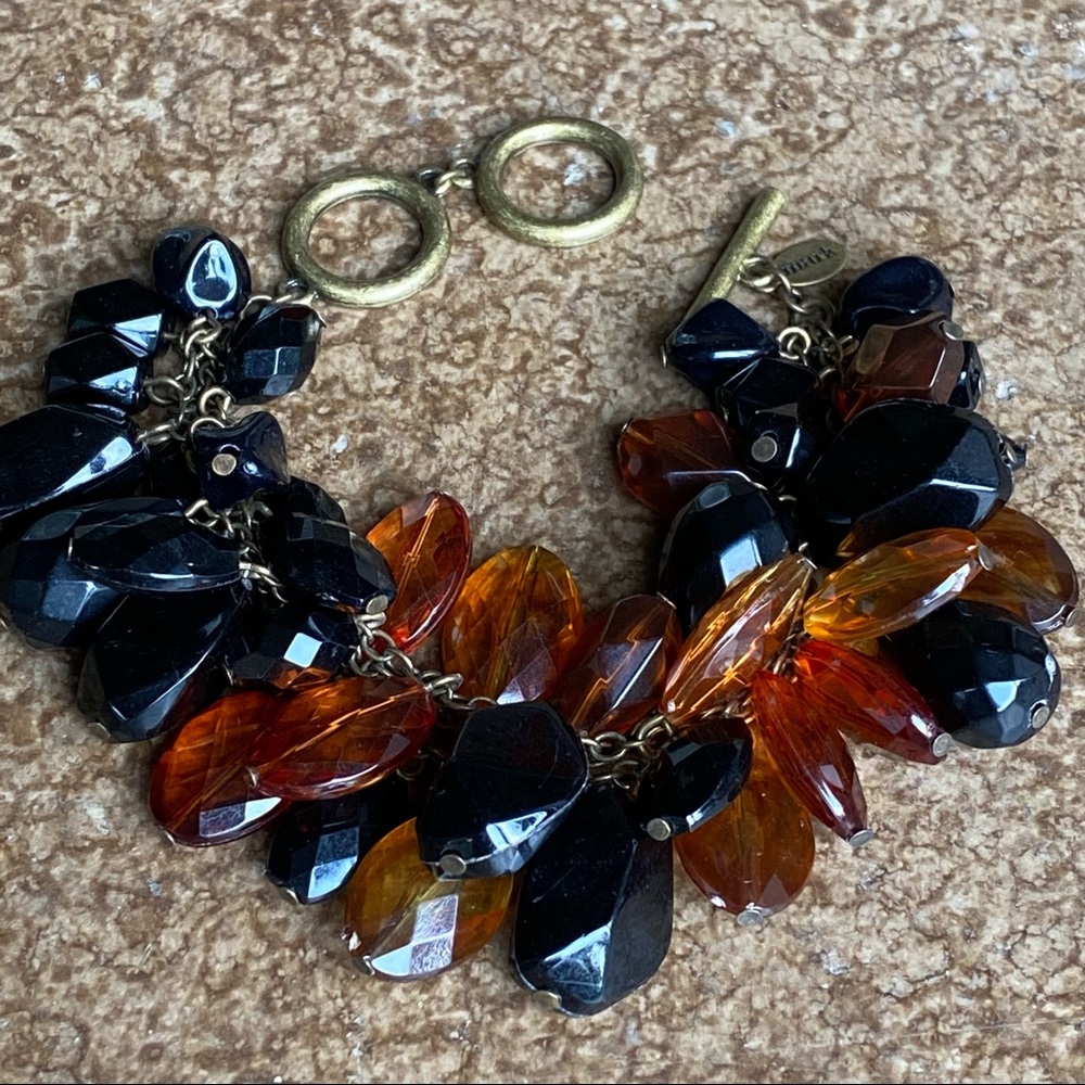 VIntage Mark. Chunky black & amber Statement Bracelet fall colors